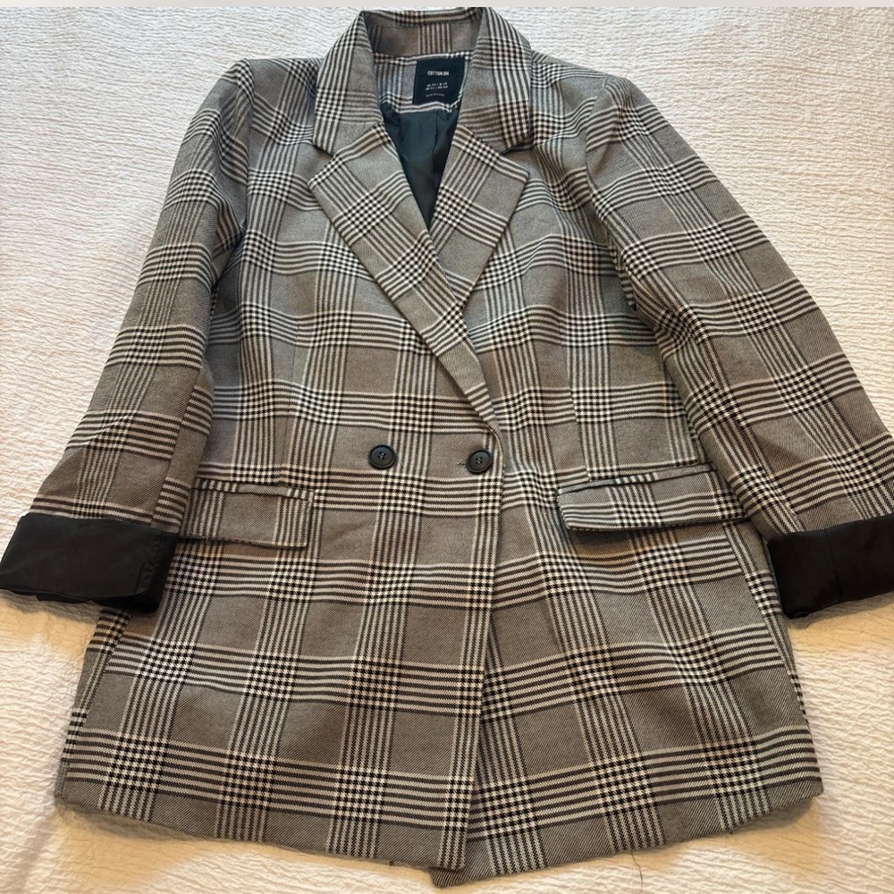 Cotton On Black and Gray Checkered Blazer